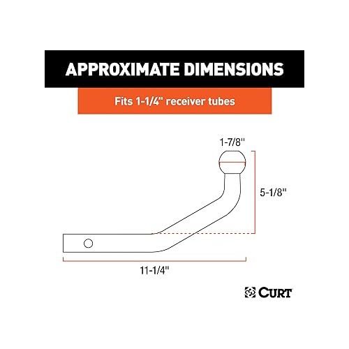  CURT 45591 Euro Trailer Hitch Mount with 1-7/8-Inch Ball, Fits 1-1/4-Inch Receiver, 3,500 lbs, 5-1/8-Inch Height