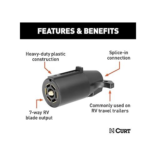  CURT 58141 Trailer-Side 7-Pin RV Blade Wiring Harness Connector