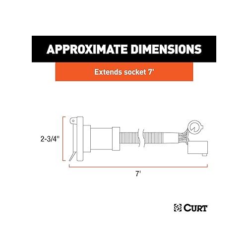  CURT 56070 7-Foot Vehicle-Side Truck Bed 7-Pin Trailer Wiring Harness Extension, Select Chevrolet, Dodge, Ford, GMC, Nissan, Ram, Toyota , black