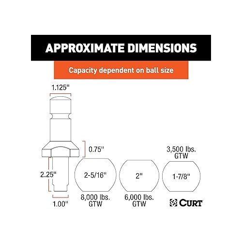  CURT Manufacturing CURT 42225 1-7/8, 2 and 2-5/16-Inch Chrome Steel Switch Ball Set, Up to 8,000 lbs. GTW