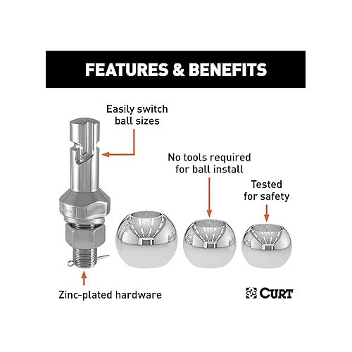  CURT Manufacturing CURT 42225 1-7/8, 2 and 2-5/16-Inch Chrome Steel Switch Ball Set, Up to 8,000 lbs. GTW