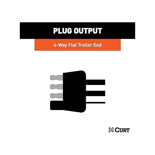  CURT 58030 Trailer-Side 4-Pin Flat Wiring Harness with 12-Inch Wires