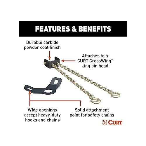  CURT 16614 CrossWing 5th Wheel Safety Chain Assembly with Gooseneck Anchor Plate, Yellow