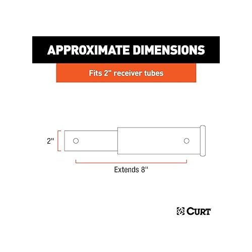  CURT 45791 8-Inch Long Trailer Hitch Extension for 2-Inch Receiver, 3,500 lbs , black