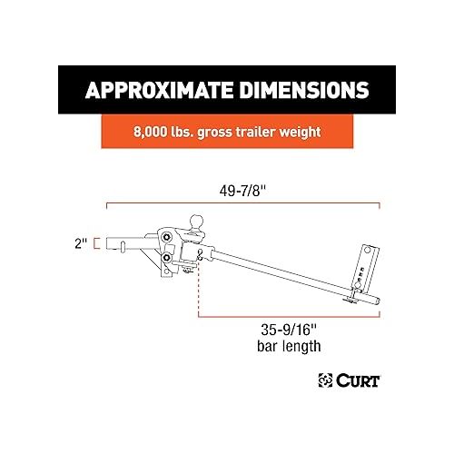  CURT 17499 TruTrack 4P Weight Distribution Hitch with 4x Sway Control, Up to 8K, 2-Inch Shank