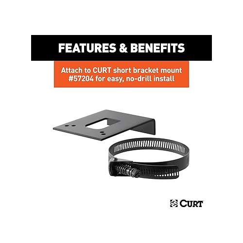  CURT 57208 Vehicle-Side Trailer Wiring Harness Mounting Bracket for 4-Way or 6-Way Round, GLOSS BLACK POWDER COAT