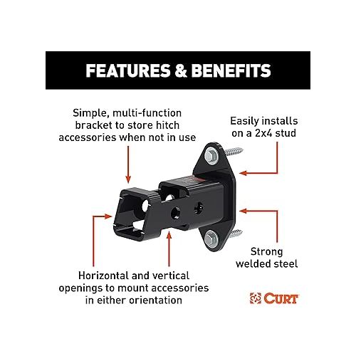  CURT 45069 Hitch Accessory Wall Mount, 2-Inch Receiver Black