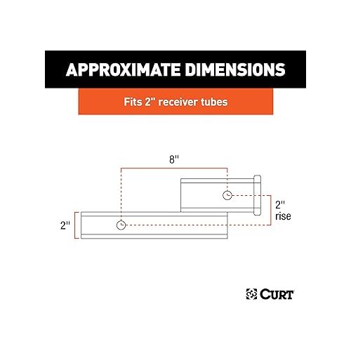  CURT 45797 Trailer Hitch Adapter, 2-Inch Receiver, 2-in Drop or Rise, 7,500 lbs, Gloss Black Powder Coat