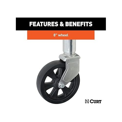  CURT 28115 Marine Boat Trailer Jack with 8-Inch Wheel, 1,500 lbs. 11 Inches Vertical Travel