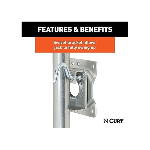  CURT 28115 Marine Boat Trailer Jack with 8-Inch Wheel, 1,500 lbs. 11 Inches Vertical Travel