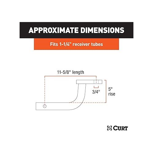  CURT 45015 Class 2 Trailer Hitch Ball Mount, Fits 1-1/4-Inch Receiver, 3,500 lbs, 3/4-Inch Hole, 5-Inch Rise, Gloss Black Powder Coat, MOUNT 8