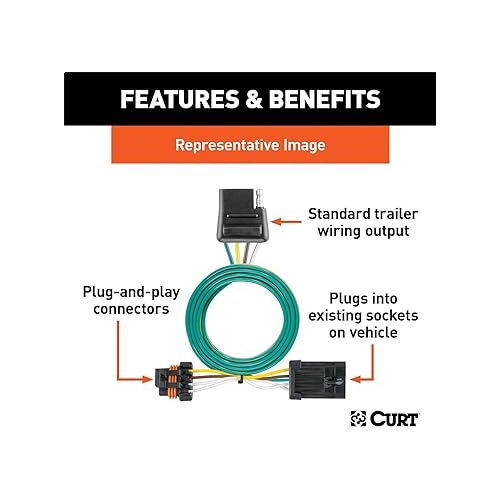  Curt Manufacturing 55359 Vehicle-Side Custom 4-Pin Trailer Wiring Harness, Fits Select Chevrolet S-10, GMC Sonoma, Isuzu Hombre