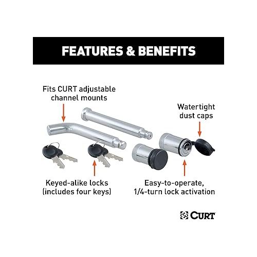  CURT 23556 Lock Set for Adjustable Channel Mounts, Silver