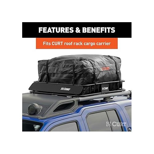  CURT 18220 38 x 34 x 18-Inch Weather-Resistant Black Vinyl Cargo Bag for Roof Basket