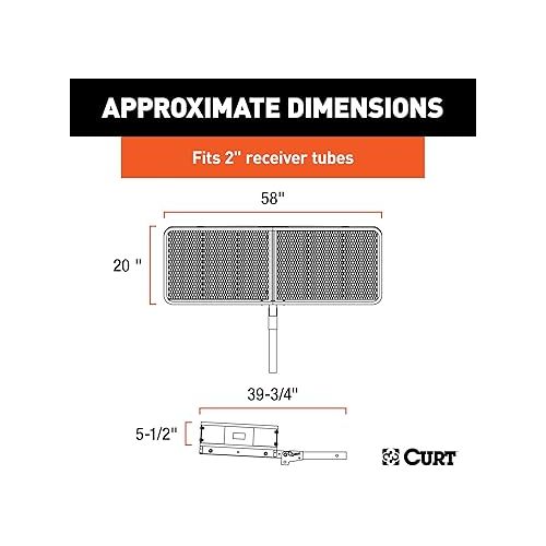  CURT 18151 60 x 20-Inch Basket Hitch Cargo Carrier, 500 lbs Capacity, Black Steel, 2-In Folding Shank