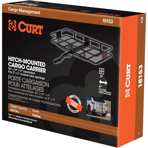  CURT 18153 500 lbs. Capacity Basket Trailer Hitch Cargo Carrier, Fits 2-Inch Receiver