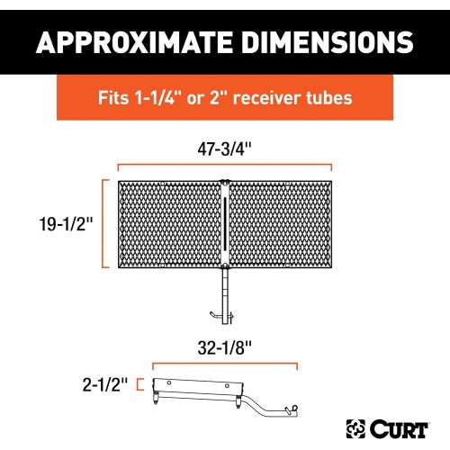  CURT 18110 48 x 20-Inch Tray Hitch Cargo Carrier, 300 lbs Capacity, 1-1/4, 2-in Adapter Shank,Black