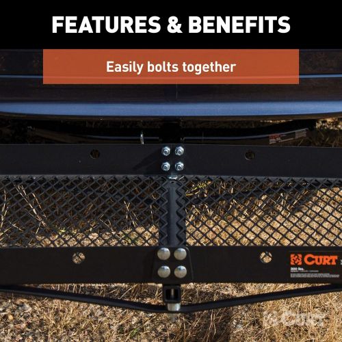  CURT 18110 48 x 20-Inch Tray Hitch Cargo Carrier, 300 lbs Capacity, 1-1/4, 2-in Adapter Shank,Black