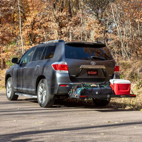  CURT 18110 48 x 20-Inch Tray Hitch Cargo Carrier, 300 lbs Capacity, 1-1/4, 2-in Adapter Shank,Black