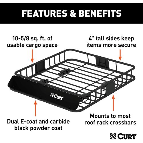  CURT 18115 Universal 42 x 37-Inch Black Steel Roof Rack Rooftop Cargo Carrier