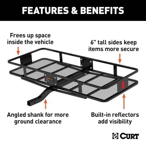  CURT 18152 500 lbs. Capacity Basket Trailer Hitch Cargo Carrier, Fits 2-Inch Receiver