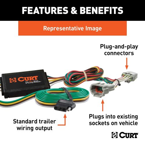  CURT 56261 Vehicle-Side Custom 4-Pin Trailer Wiring Harness for Select Toyota Sienna