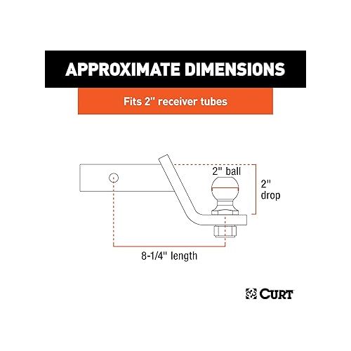  Curt Manufacturing 45534 Trailer Hitch Mount, 2-Inch Ball, Lock, Fits 2-In Receiver, 7,500 lbs, 2