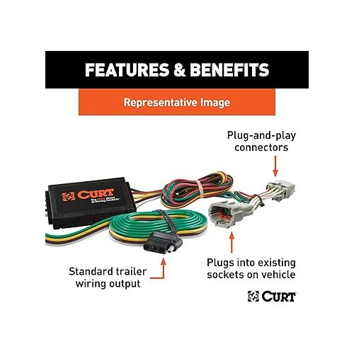  Curt Manufacturing 55510 Vehicle-Side Custom 4-Pin Trailer Wiring Harness,Fits Select GMC Canyon,Chevrolet Colorado,Isuzu I-280,I-290,I-350,I-370 Black