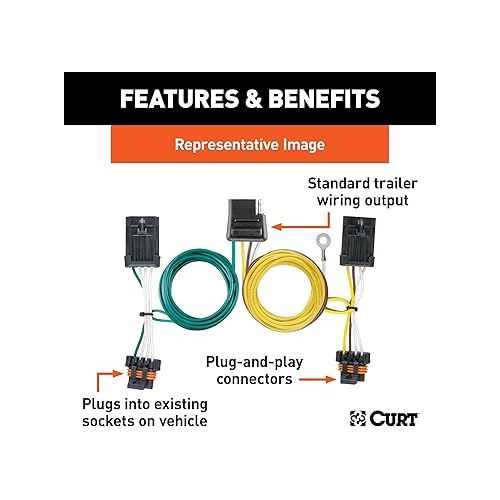  Curt Manufacturing 55317 Vehicle-Side Custom 4-Pin Trailer Wiring Harness, Fits Select Dodge D-Series, W-Series, Dakota, B250, 1500, 2500, 3500