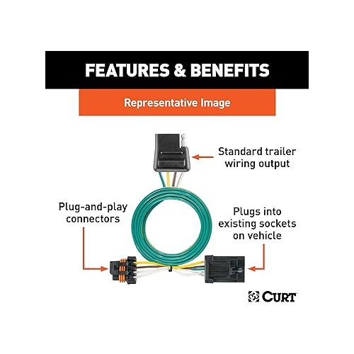  Curt Manufacturing CURT 55256 Vehicle-Side Custom 4-Pin Trailer Wiring Harness, Fits Select Ford F-150, F-250