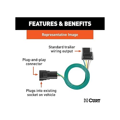  Curt Manufacturing 56210 Vehicle-Side Custom 4-Pin Trailer Wiring Harness,Fits Select Chevrolet Equinox,GMC Terrain