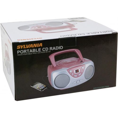  [아마존베스트]Curtis Sylvania SRCD243 Portable CD Player with AM/FM Radio, Boombox (Pink)