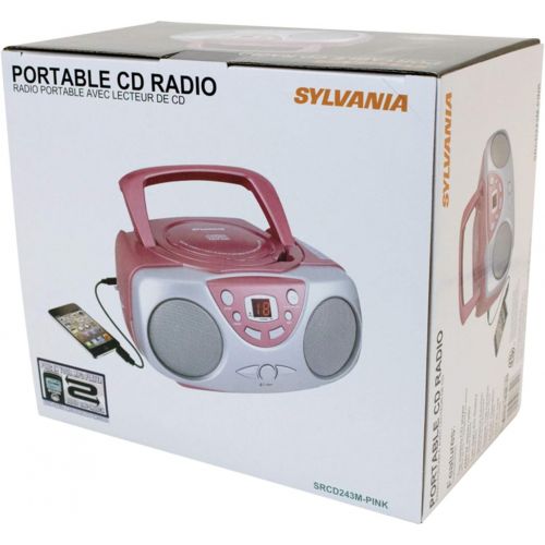  [아마존베스트]Curtis Sylvania SRCD243 Portable CD Player with AM/FM Radio, Boombox (Pink)