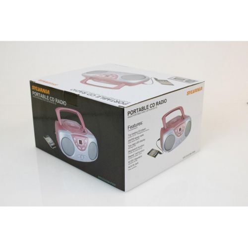  [아마존베스트]Curtis Sylvania SRCD243 Portable CD Player with AM/FM Radio, Boombox (Pink)