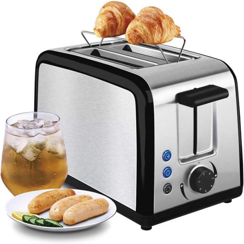  Toaster CUSIBOX 2 Scheiben Edelstahl Automatik Toaster, Integrierter Broetchenaufsatz mit breite Schlitze, 7 Braunungsstufen, Auftau- /Reheat-Funktionen, abnehmbare Kruemelschublade,