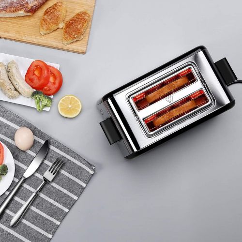  Toaster CUSIBOX 2 Scheiben Edelstahl Automatik Toaster, Integrierter Broetchenaufsatz mit breite Schlitze, 7 Braunungsstufen, Auftau- /Reheat-Funktionen, abnehmbare Kruemelschublade,