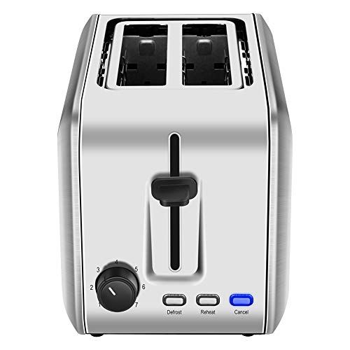  [아마존베스트]2 Slice Toaster, CUSIBOX Extra Wide Slots Stainless Steel Toaster with 7 Bread Browning Settings, REHEAT/DEFROST/CANCEL Function, 750W, ST013