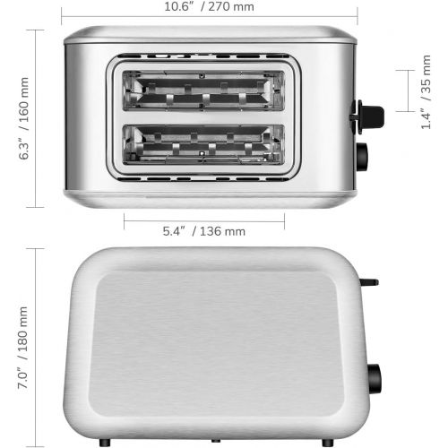  [아마존베스트]2 Slice Toaster, CUSIBOX Extra Wide Slots Stainless Steel Toaster with 7 Bread Browning Settings, REHEAT/DEFROST/CANCEL Function, 750W, ST013