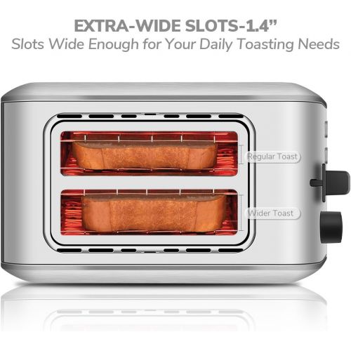  [아마존베스트]2 Slice Toaster, CUSIBOX Extra Wide Slots Stainless Steel Toaster with 7 Bread Browning Settings, REHEAT/DEFROST/CANCEL Function, 750W, ST013