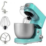 CUSIMAX Stand Mixer with 5-QT Stainless Steel Bowl, Tilt-Head Kitchen Electric Mixer with Dough Hook, Mixing Beater and Whisk, Splash Guard (Green)