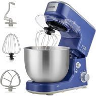 CUSIMAX Stand Mixer with 5-QT Stainless Steel Bowl, Tilt-Head Kitchen Electric Mixer with Dough Hook, Mixing Beater and Whisk, Splash Guard (Blue)