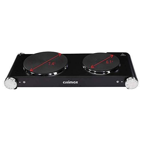  [아마존 핫딜]  [아마존핫딜]CUSIMAX Cusimax Cast Iron Electric Hot Plate, 1800W Countertop Burner, Dual Electric Burner, Portabel Double Burner for Cooking