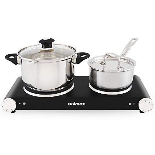  [아마존 핫딜]  [아마존핫딜]CUSIMAX Cusimax Cast Iron Electric Hot Plate, 1800W Countertop Burner, Dual Electric Burner, Portabel Double Burner for Cooking