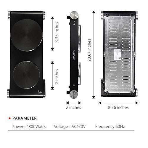  [아마존 핫딜]  [아마존핫딜]CUSIMAX Cusimax Cast Iron Electric Hot Plate, 1800W Countertop Burner, Dual Electric Burner, Portabel Double Burner for Cooking