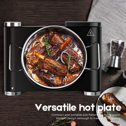  [아마존핫딜][아마존 핫딜] CUSIMAX-cordial Cusimax Hot Plate Electric Burner Single Burner Cast Iron Heating Plate Portable Burner 1500W with Adjustable Temperature Control Stainless Steel Non-Slip Rubber Feet Black Easy To