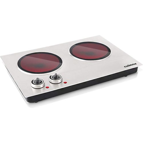  [아마존 핫딜] CUSIMAX Cusimax Hot Plate Electric Double Burner Ceramic Infrared Portable Burner Heating Plate Portable Indoor & Outdoor Electric Stove 1800W with Adjustable Temperature, Non-Slip Rubber