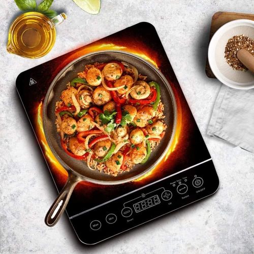  [아마존 핫딜] CUSIMAX Induction Cooktop 1800W Portable Induction Burner with Timer, Sensor Touch Electric Burner, 10 Temperature and 9 Power Setting, Kids Safety Lock for Cast Iron, Stainless St