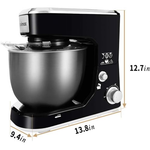  [아마존베스트]CUSIMAX Stand Mixer, Cusimax 5-Quart 800W Dough Mixer, Tilt-Head Electric Mixer with Stainless Steel Bowl, Dough Hook, Mixing Beater and Whisk, CMKM-150, Black