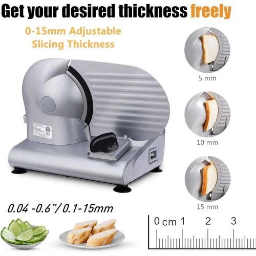  Meat Slicer, CUSIMAX Electric Deli Food Slicer with 7.5”Removable Stainless Steel Blade and Pusher, Cheese Fruit Vegetable Bread Cutter, Adjustable Knob for Thickness, Food Carriag