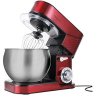 Stand Mixer, CUSIMAX 6.5QT Mixer Stainless Steel kitchen Mixer, 6-Speeds Tilt-Head Dough Mixer with Hook, Whisk & Beater, Splash Guard Electric Mixer, Red